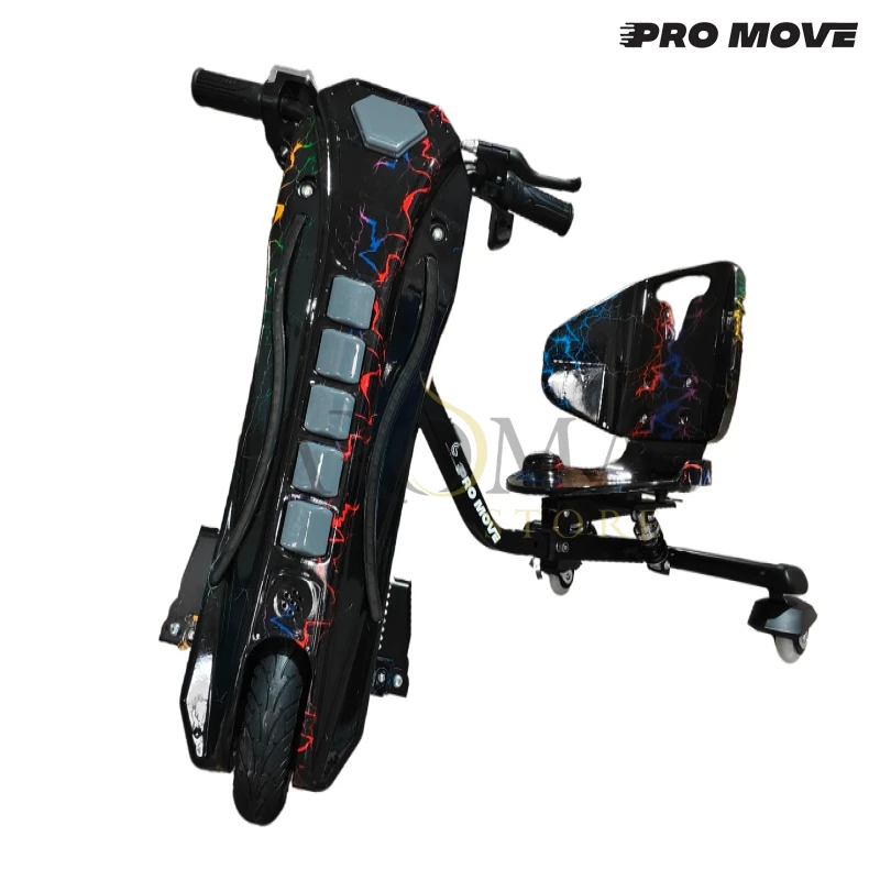 Triciclo Eletrico Pro-Move PM-1603 Drifting Scooter - Preto Raios