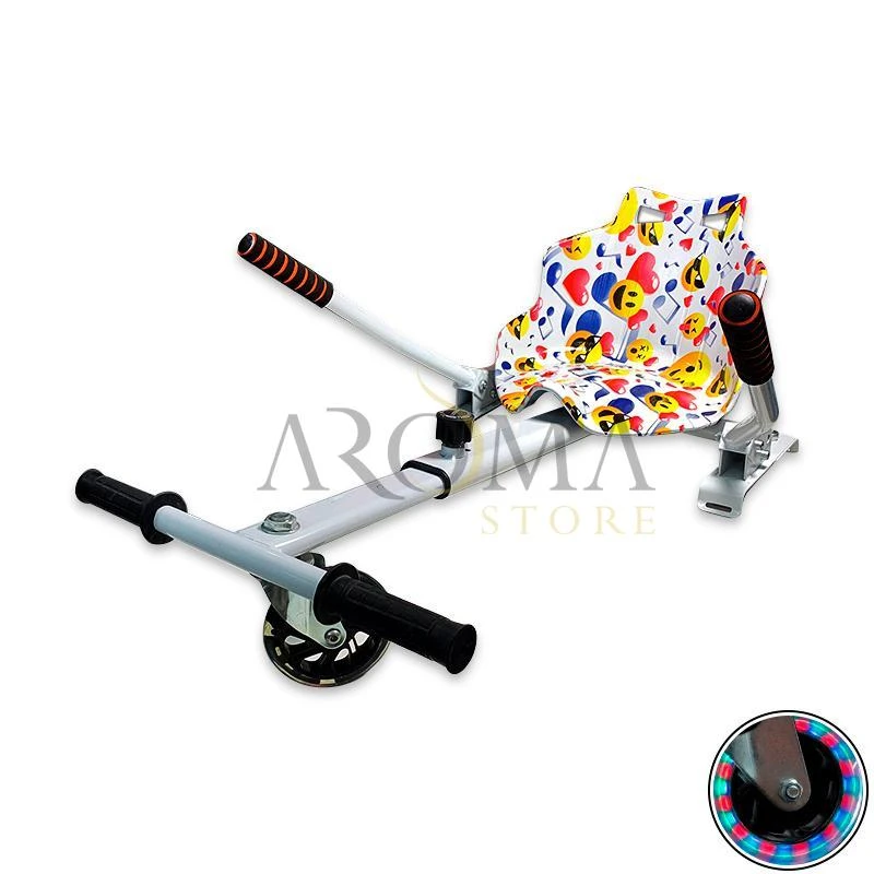 Carrinho para Scooter PM-908 HoverKart Branco Emoticons - Roda LED
