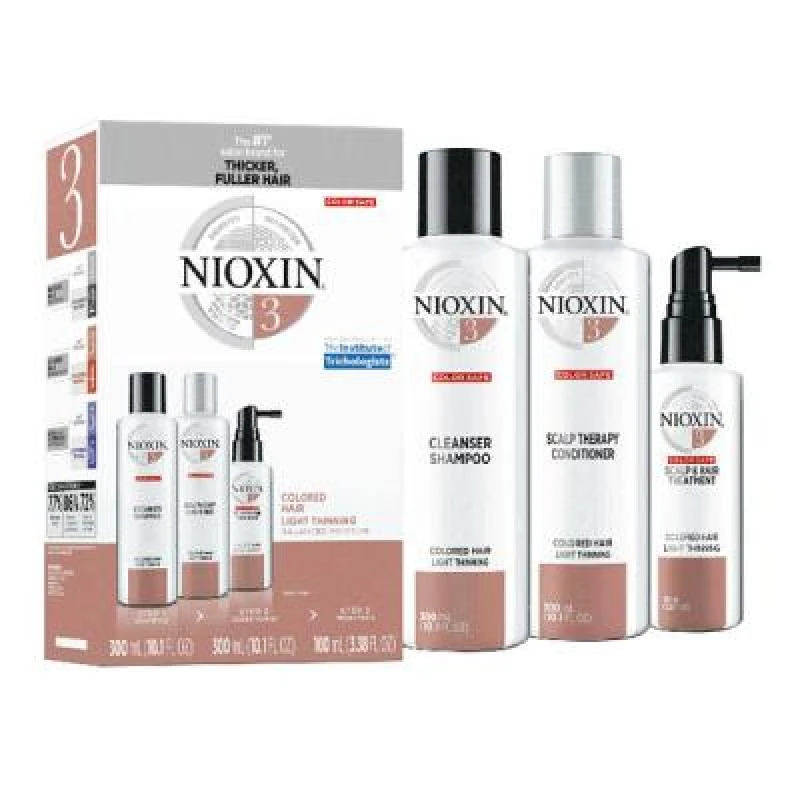 Kit Tres Passos Nioxin Nº3 Colored Hair Light Thinning Sh.(300ML)+Cd.(300ML)+Trat.(100ML)