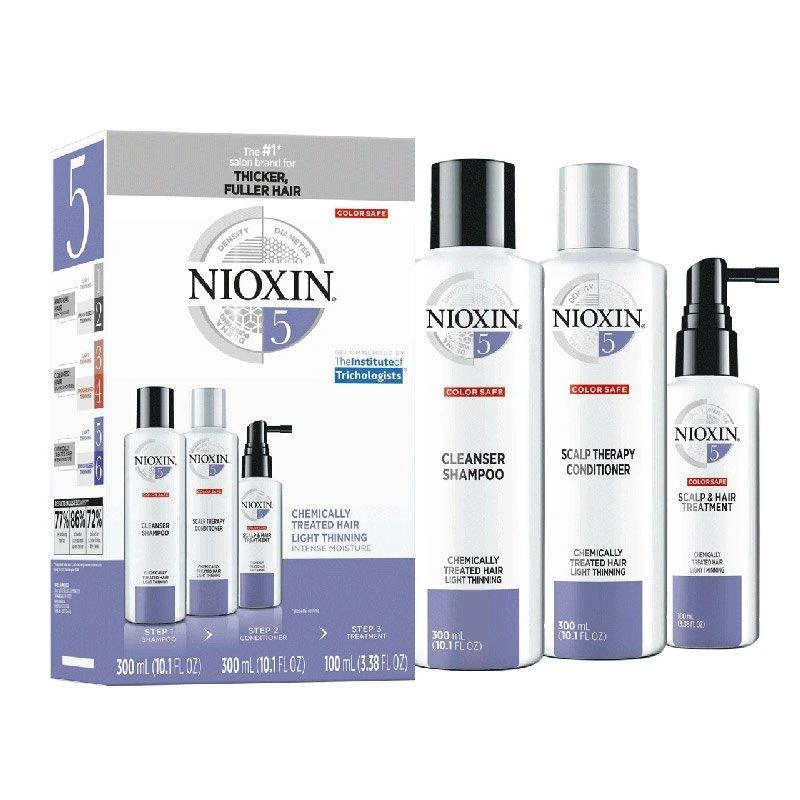Kit Tres Passos Nioxin Nº5 Chemically Treated Hair Light Thinning Sh.(300ML)+Cd.(300ML)+Trat.(100ML)