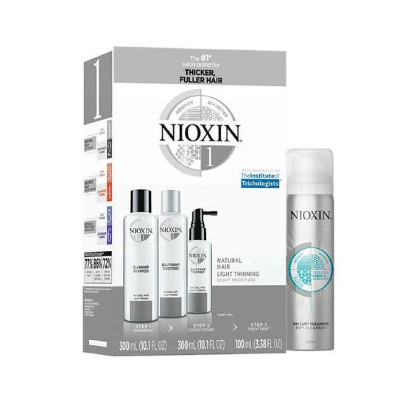 Kit Tres Passos Nioxin Nº1 Natural Hair Light Thinning Sh.(300ML)+Cd.(300ML)+Trat.(100ML)