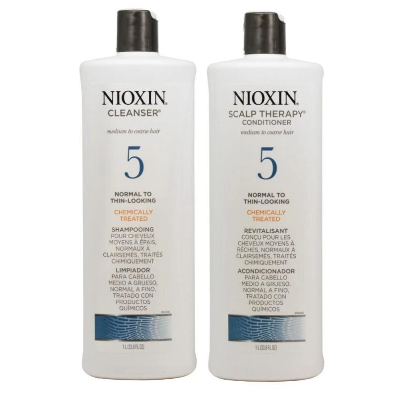 Nioxin Duo Hair System Nº5 Chemically Treated Hair Light Thinning Shampoo + Condicionador 1LT