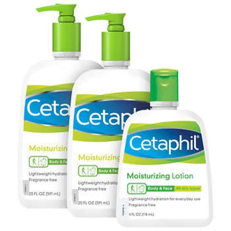 Kit Creme Cetaphil Moisturizing Lotion 118ML + 591ML + 591ML