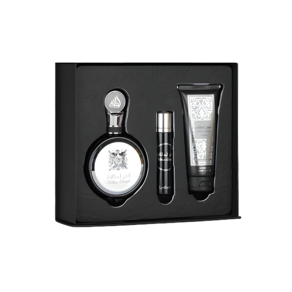 Perfume Lattafa Kit Fragrance Gift Set Fakhar Black Edp 3PCS