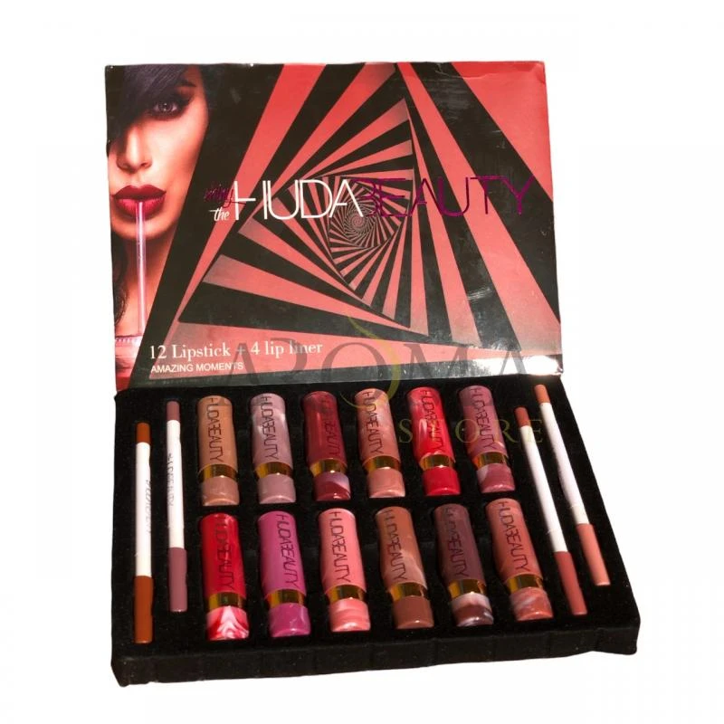 Kit LipStick 12 unidades + 4 Pinceis