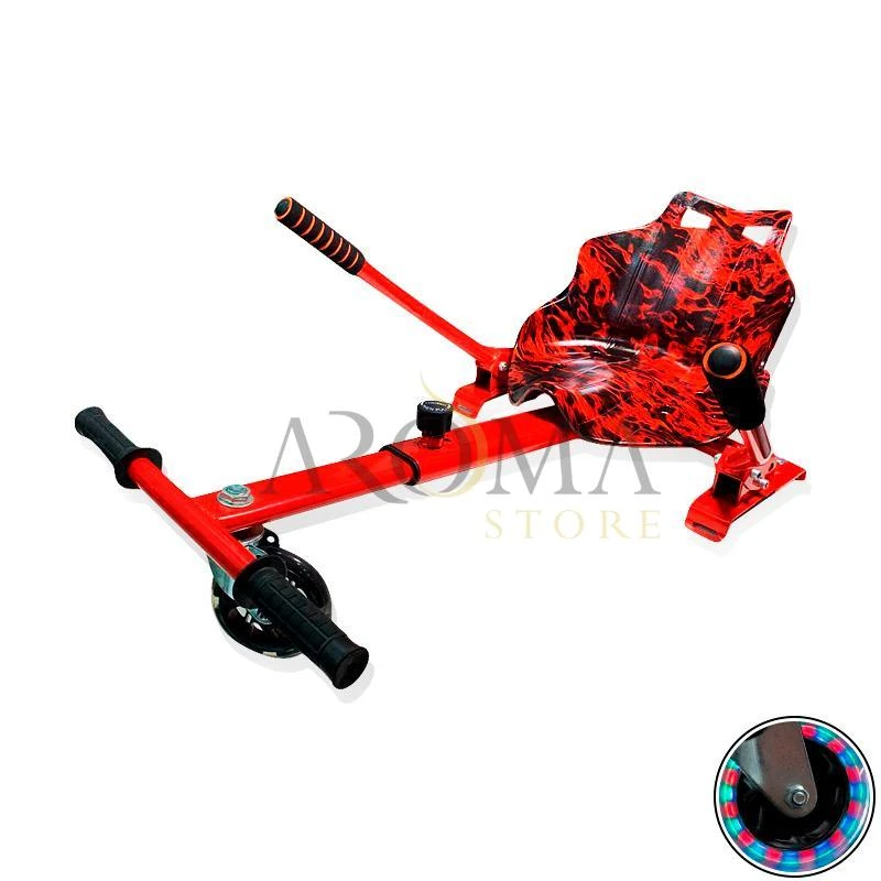 Carrinho para Scooter PM-907 HoverKart Vermelho Chamas - Roda LED
