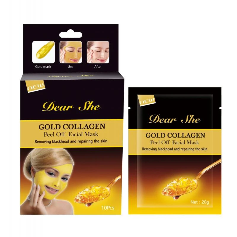 Mascara Removedora de Cravos Dear She Gold Collagen 10 Saches x 20GR