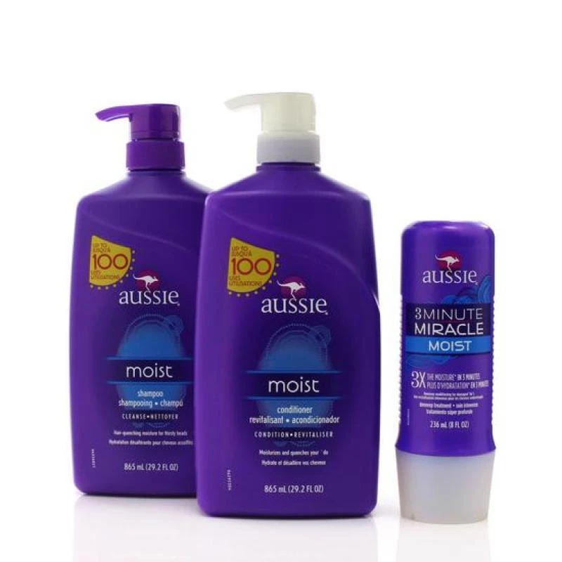 Kit Aussie - Shampoo e Condicionador Moist 865ML + Mascara Moist 236 ML