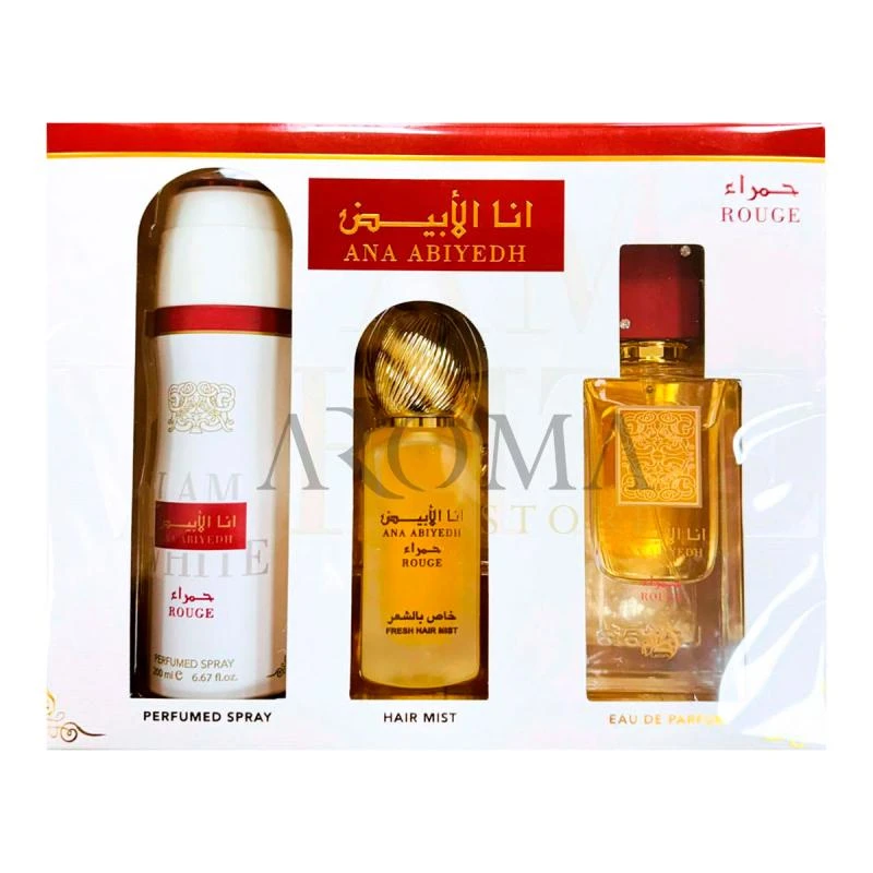 Kit Perfume Lattafa Ana Abiyedh Rouge Unissex 3pcs